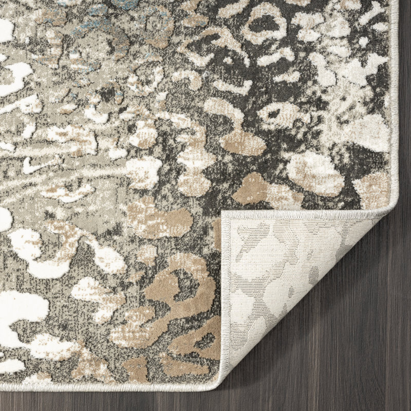 Tapis argenté Serengeti Leopard Melange, Rectangle 5 pi 3 po x 7 pi 6 po