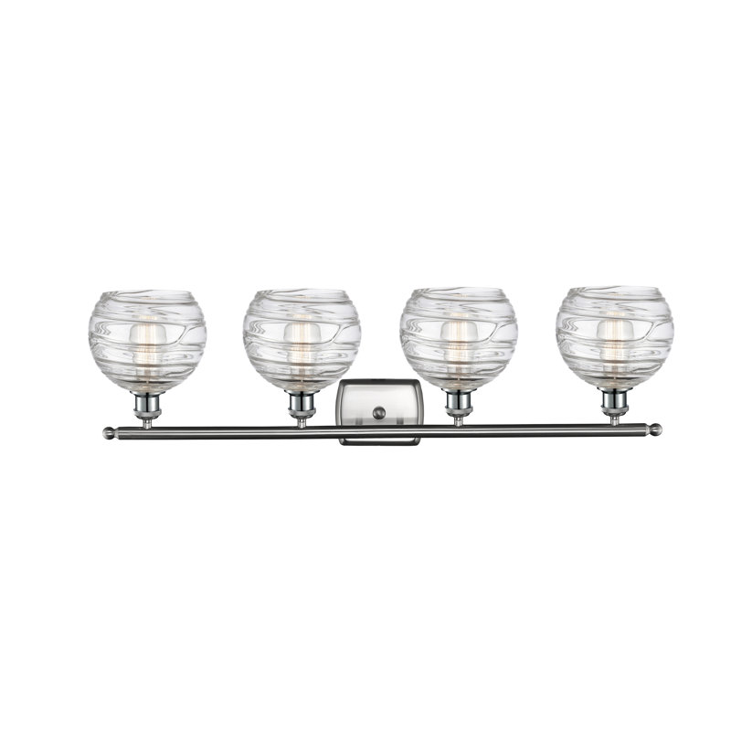 Éclairage pour salle de bain 3 lumières Halvorson, Transparent, Ampoule DEL 6 watts Vinage, Nickel satiné brossé