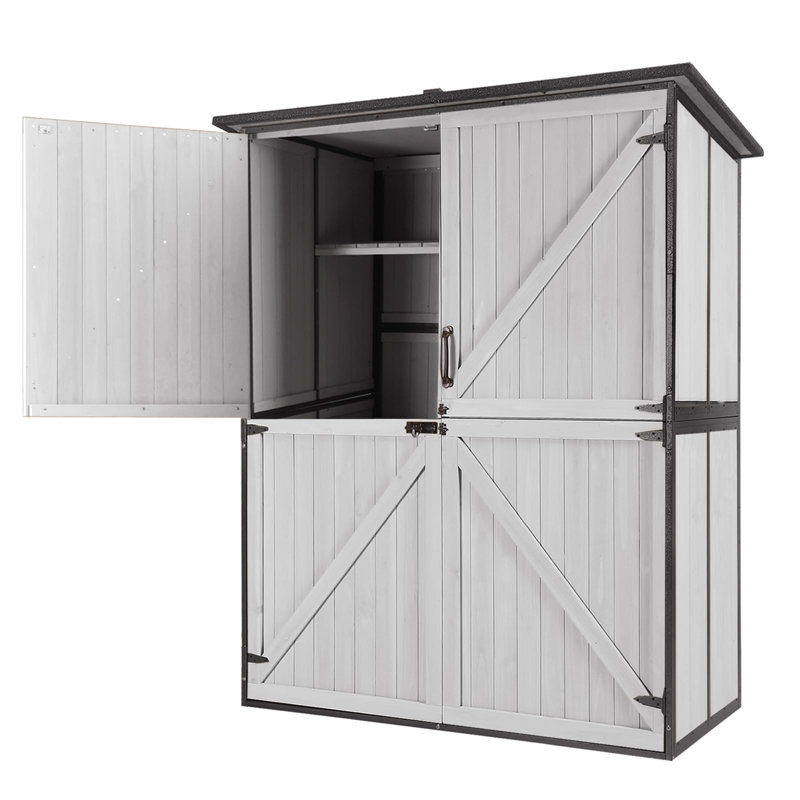 Outdoor Storage Shed With Metal Frame,Large Wooden Tool Cabinet With Adjustable Shelfs, House Garden Shed For Backyard Garden Patio Lawn