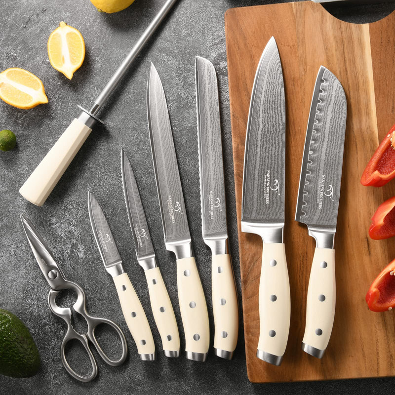 Nanfang Brothers Damascus Steel Knife Block Set