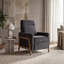 Fauteuil inclinable manuel ergonomique 3 positions gris Tacara avec structure en bois massif et pieds en chêne naturel-106632324