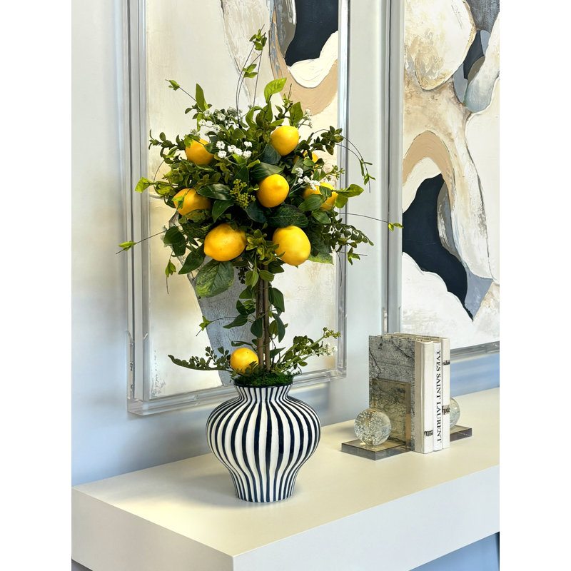Lemon and Vine Topiary in Decorative Ceramic Vase
