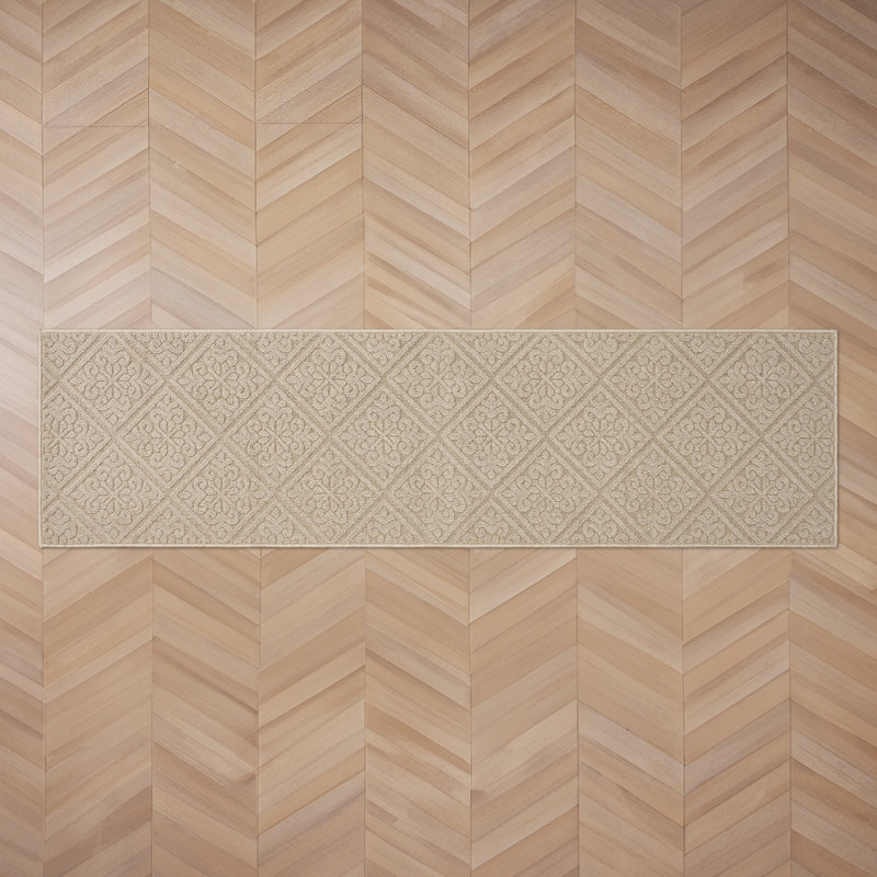 Austell Machine Woven Synthetic Area Rug in Beige, Runner 2'2" x 8', Brown