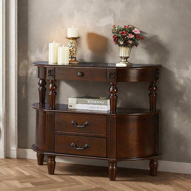 Classic Rubberwood Solid Wood Accent Chest, 32.7"H x 43.3" W x 11.8" D, Black Walnut