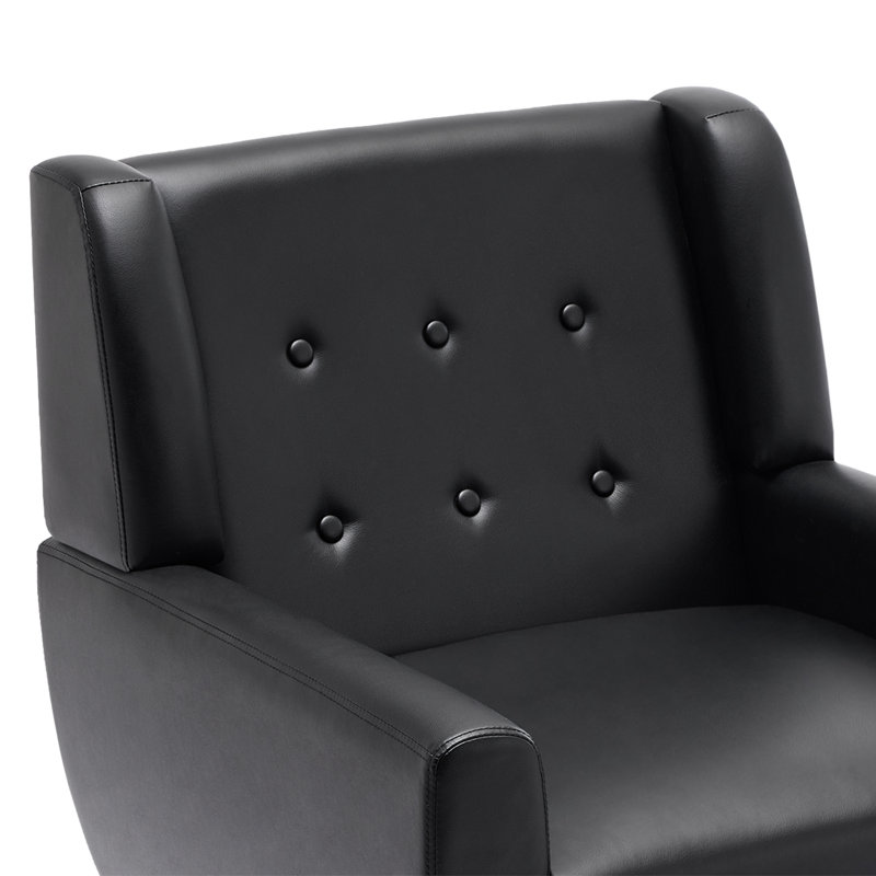 Jaqueze 73.2Cm Wide Tufted Armchair, Black Faux Leather