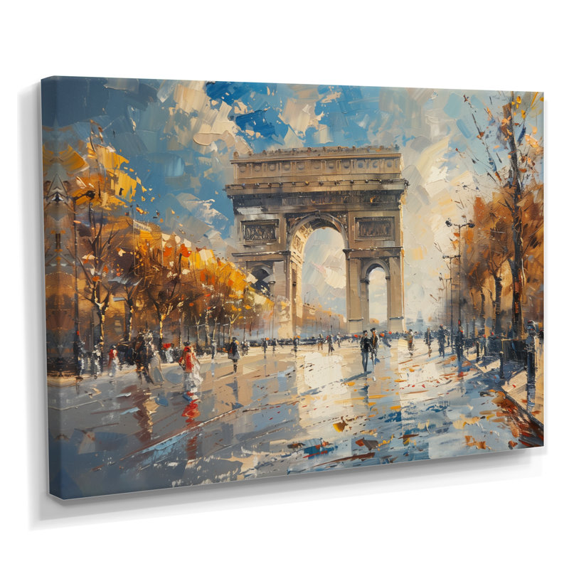 «Autumn Arc De Triomphe In Paris - City Paris», art mural, Toile tendue, H 12 po x l 20 po
