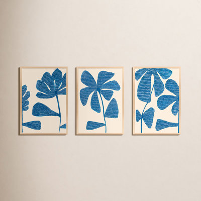 Ceramic Blue 1-3. Set of 3 by Andrea Stokes - Framed Wall Art