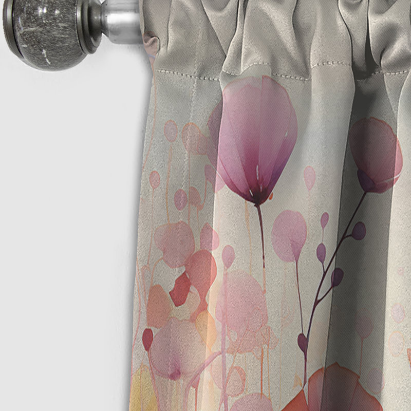Mauve Botanical Whispers IV - Rideau Botanicals - Rideau abstrait en velours occultant - 1 panneau, L 52 po x L 108 po