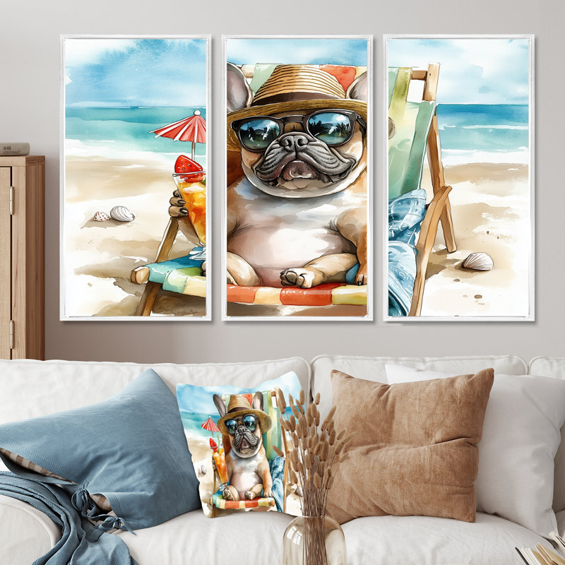 Sauve - ensemble d'art mural animaux côtiers, H 28 po x l 36 po x P 1 po, Toile encadrée flottée blanche