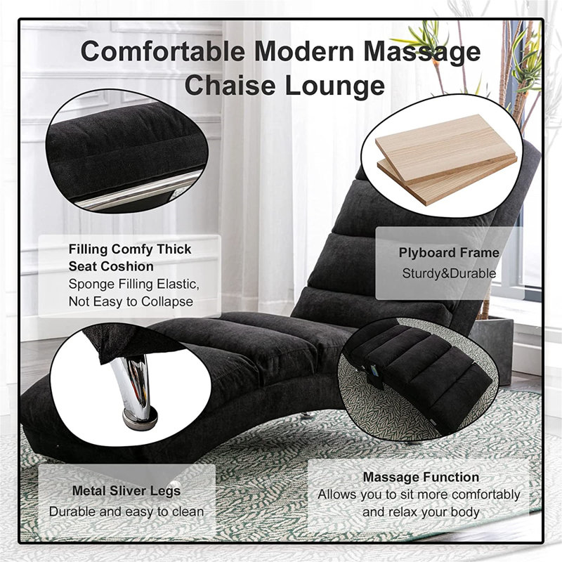 Fauteuil de massage inclinable électrique, Mélange de polyester noir