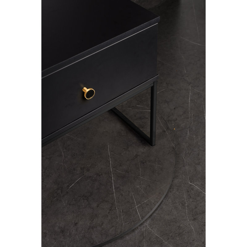 Marigold 50.2cm W Manufactured Wood Bedside Table, Black