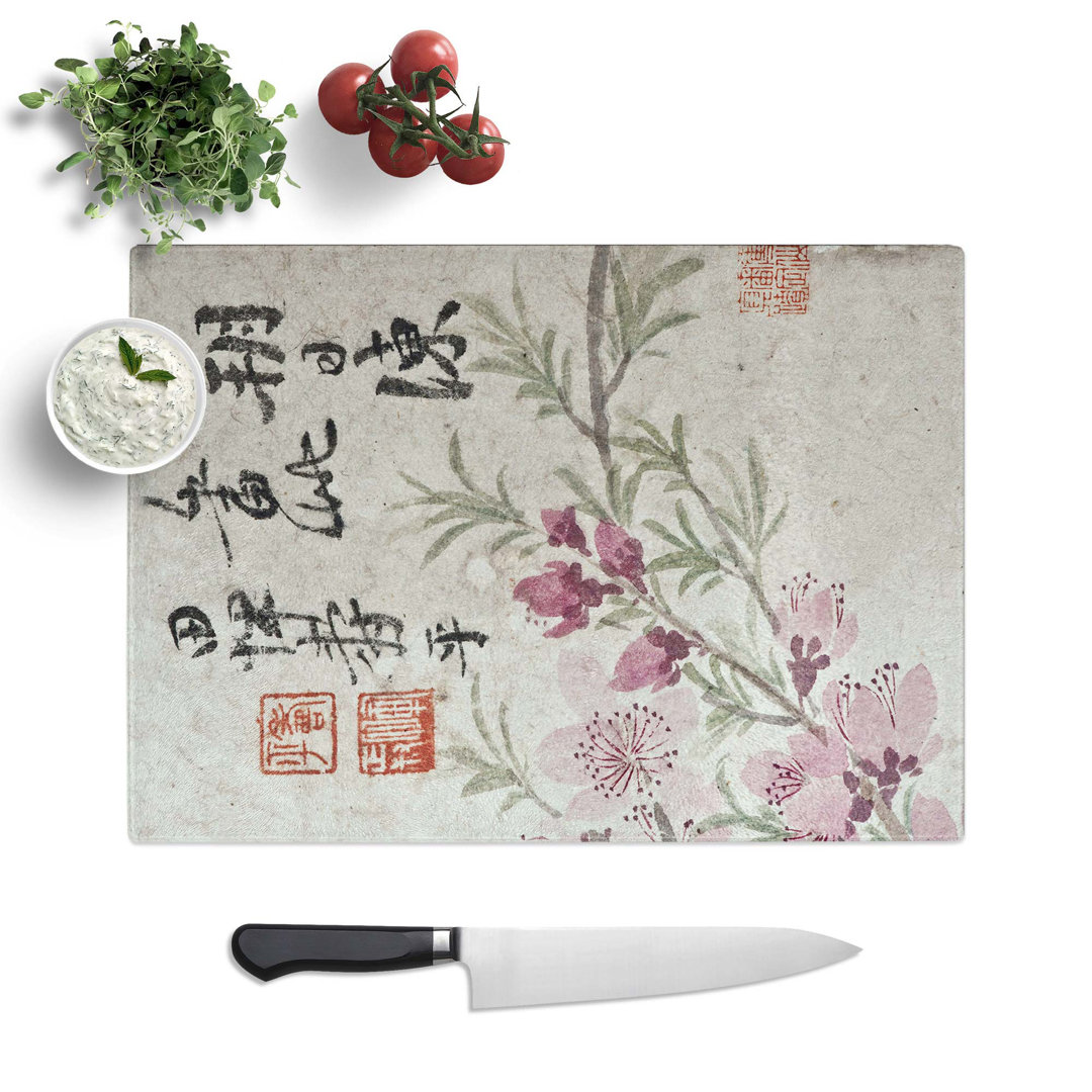 Tempered Glass Cherry Blossoms Chopping Board