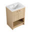 Meuble-lavabo autoportant de 24 po avec lavabo en céramique, portes à fermeture douce et fabrication en contreplaqué durable au fini chêne