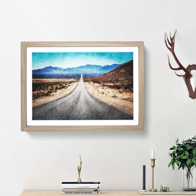 Death Valley in the Mojave Desert - Picture Frame Graphic Art Print, 45cm H x 63cm W x 2cm D, Oak Framed