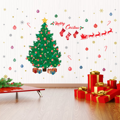 Santa Christmas Tree Wall Sticker Decals