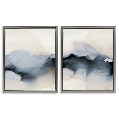 «Mysterious Abstract Obscure Watercolor», ensemble de 2 toiles flottantes encadrées par Kippi Leonard