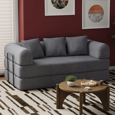 Adame Boneless 79'' Convertible Sleeper Sofa Bed Folding Compression Couch With 3 Pillows Small Living Room Sofa Playroom Couch