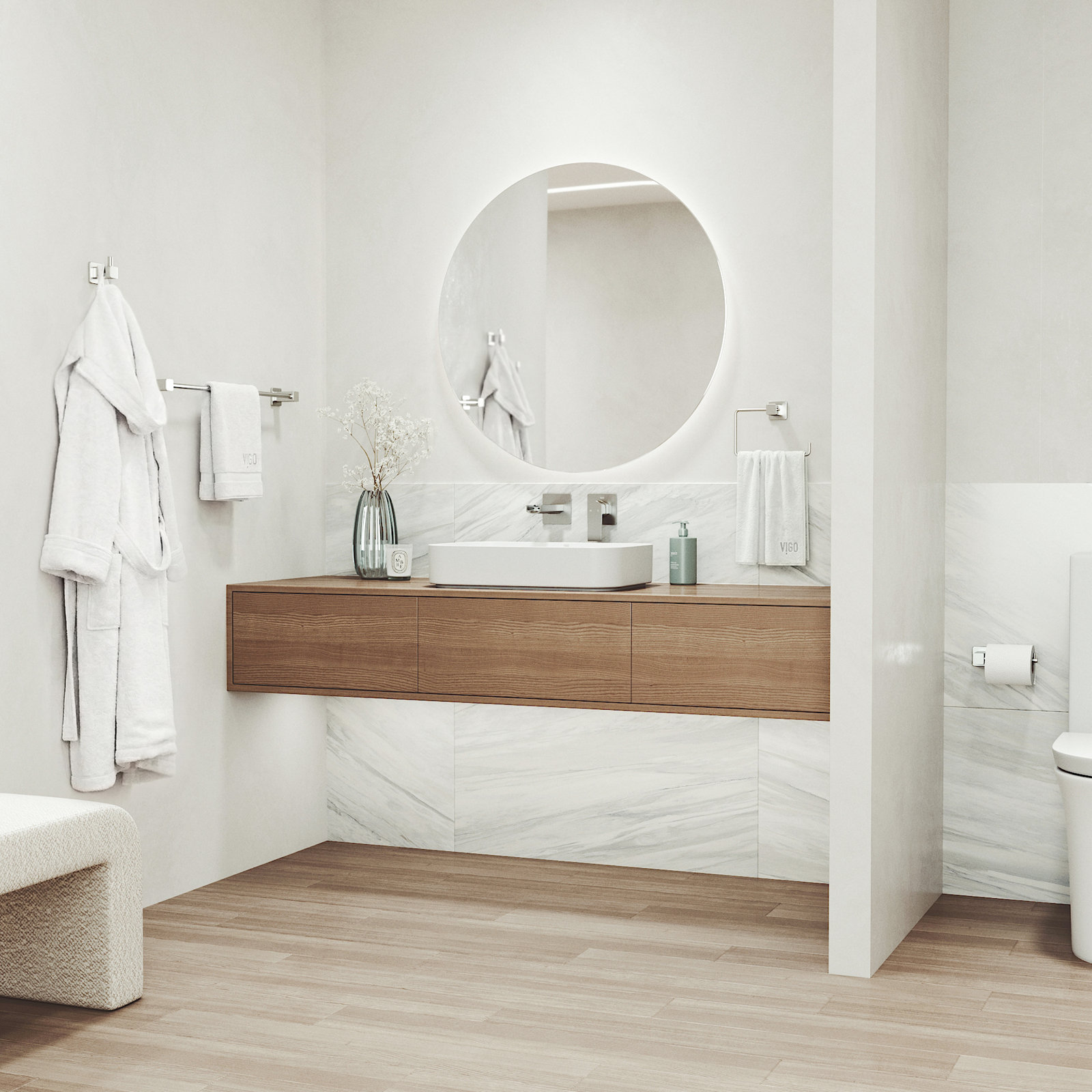 Meridian 4-Piece Bathroom Hardware Set, Brushed Nickel