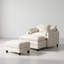Ensemble de fauteuil club surdimensionné élégant et repose-pieds, chaise longue en tissu texturé crème-1499227294
