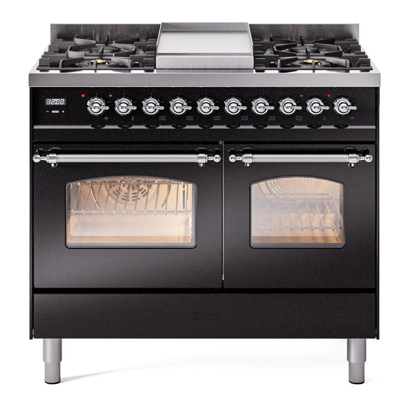 ILVE Nostalgie II Series 40 inch Dual Fuel Range with 6 Sealed Burners, Griddle (Glass Door), Natural Gas