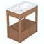 Meuble-lavabo de salle de bain avec comptoir de lavabo, tablette de rangement ouverte et deux tiroirs