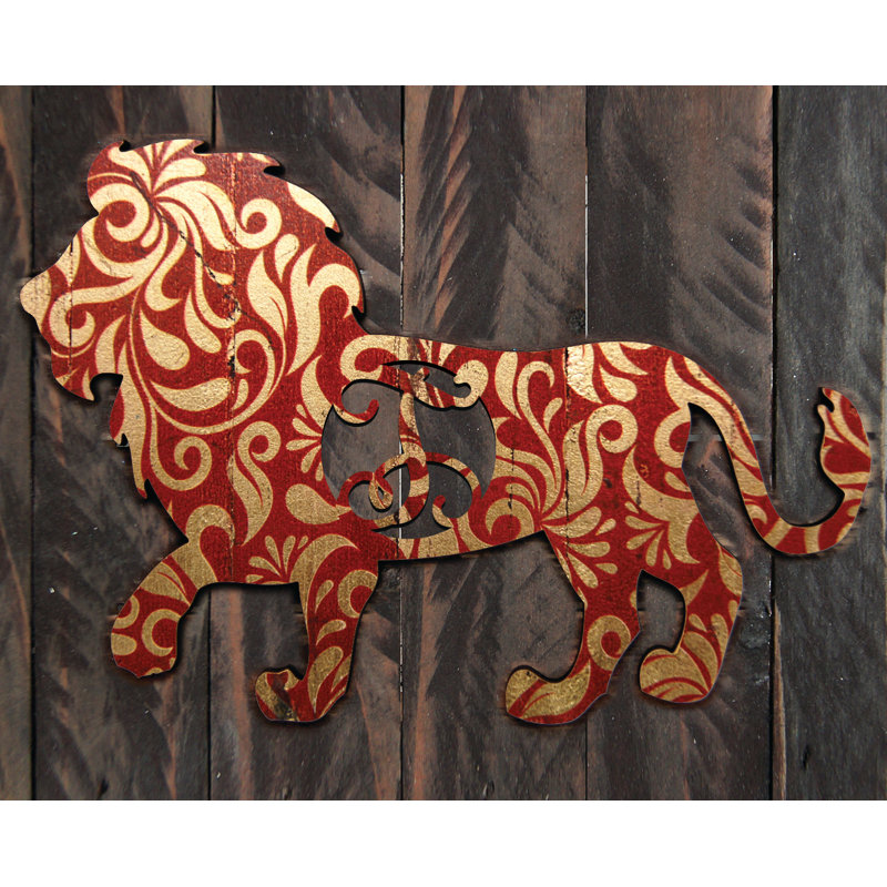 Décoration murale en bois lion art rustique single letter, K