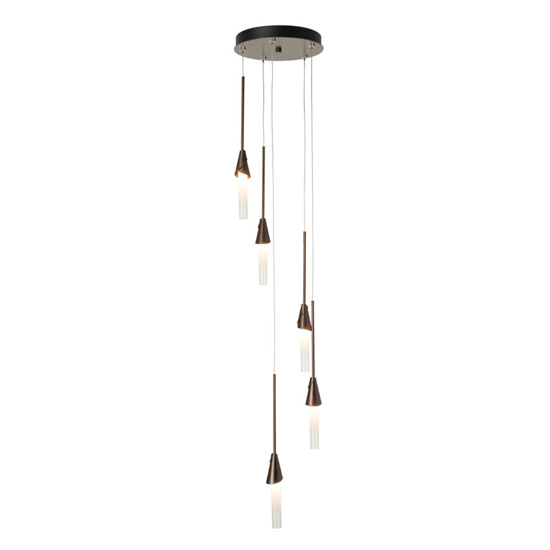 Lilium Round Pendant, 5 Lights, Bronze, 19.4"