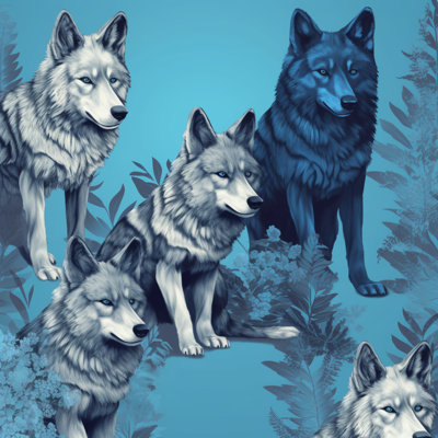Wolf Animal Room Darkening Curtain Pair