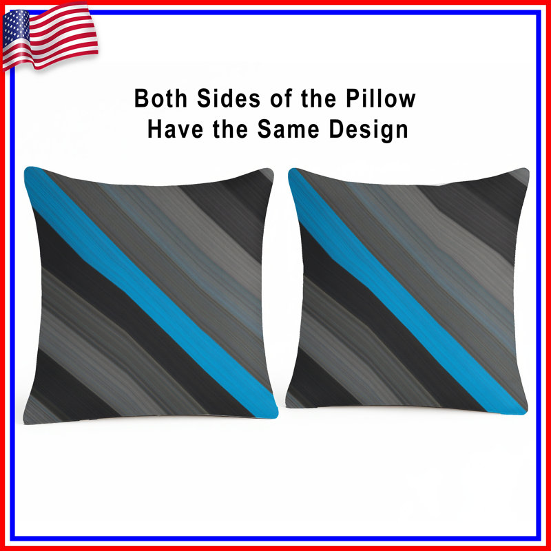 Blue Diagonal Stripes Double Sided Throw Pillows, 20 x 20 inches