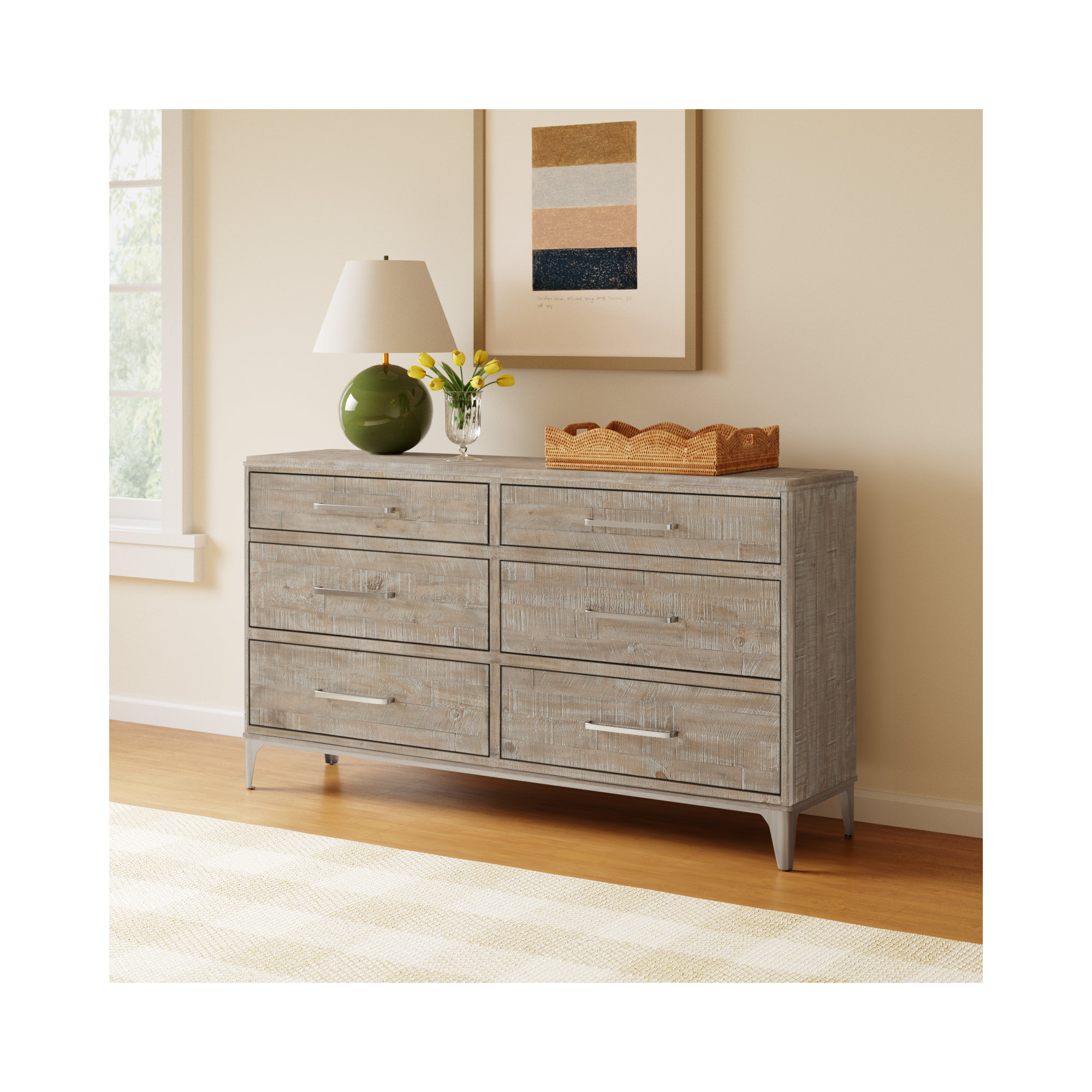 Mauve 6 - Drawer Double Dresser, Hazelwood
