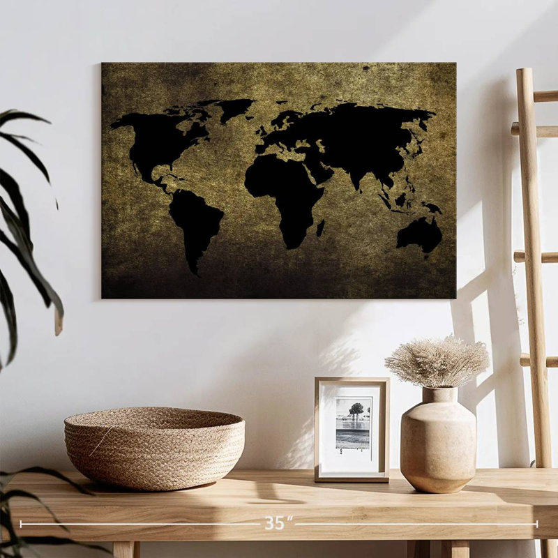 Carte du monde noir Aliaz, H 16 po x l 24 po