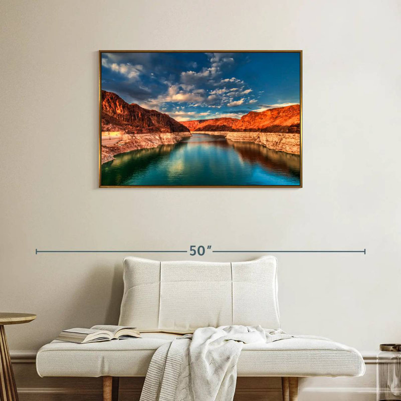 Hoover Dam, Lakeside Mountain, Cadre flottant doré, 37 po x 25 po