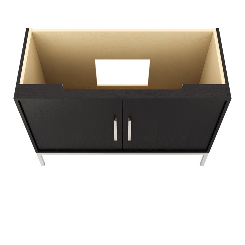 Rift White Oak Single Bath Vanity, Classic Black, Polished Chrome, 48"