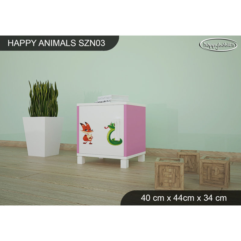 Nightstand, White/Pink