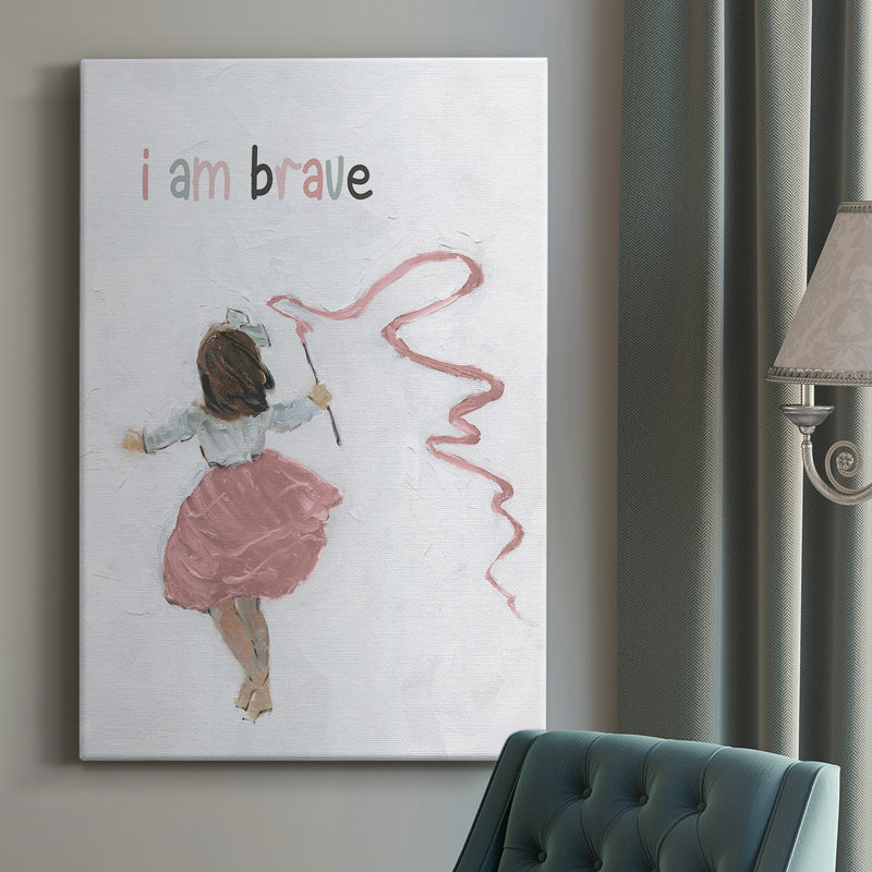 «Girl Catching Wind» - peinture sur toile tendue, H 36 po x l 24 po x P 1 po
