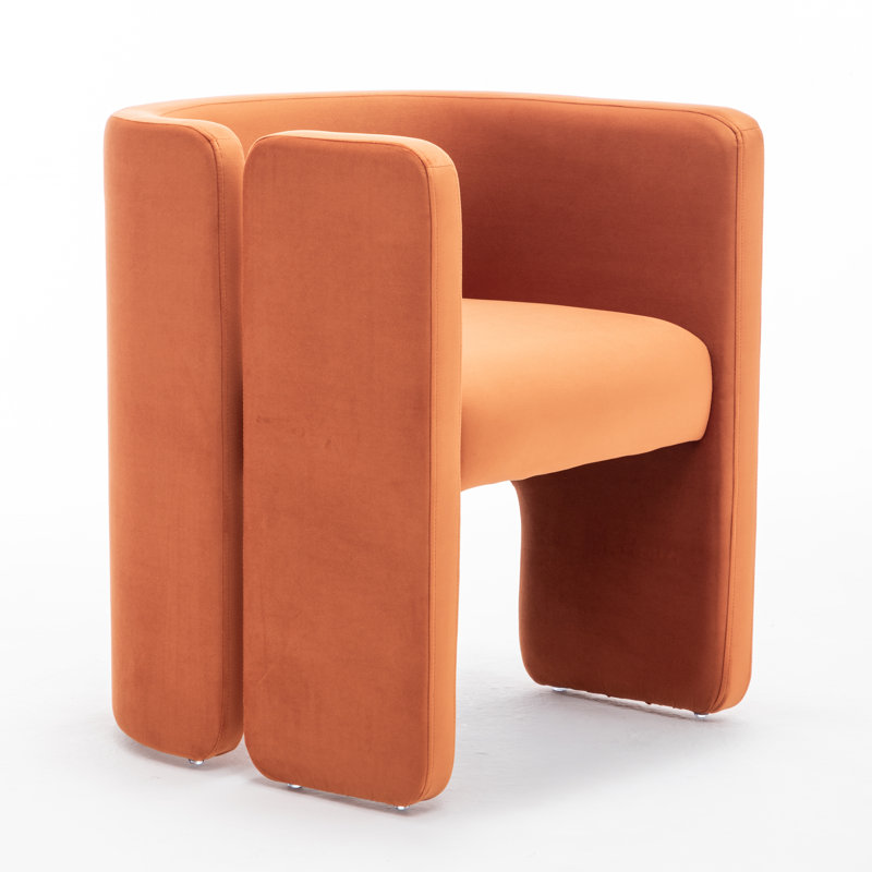 Jaimyn 24" Wide Upholstered Barrel Accent Chair, Orange Velvet