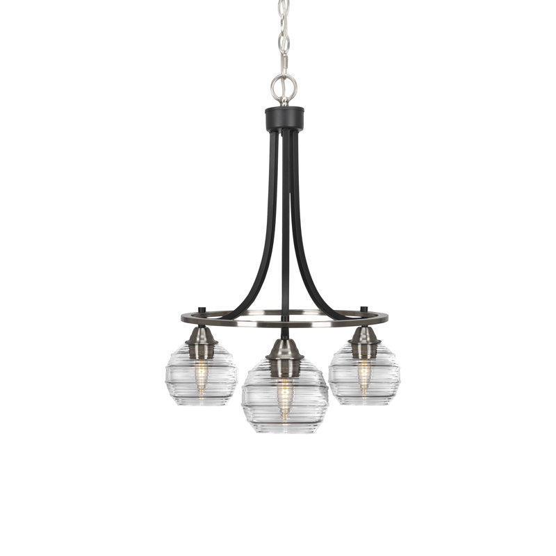 Lustre 3 lumières Ottavia Paramount, Noir mat/nickel brossé, Clair