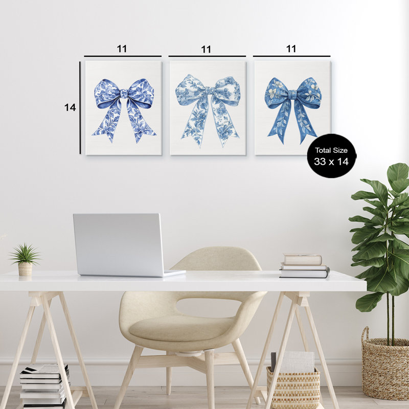 Ensemble de toiles 3 pièces Vintage Toile, H 14 po x l 11 po
