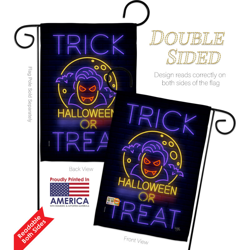 Mélange de polyester à 2 côtés 19 x 13 po halloween dracula drapeau de jardin