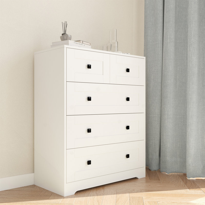 Commode à 5 tiroirs de couleur blanche