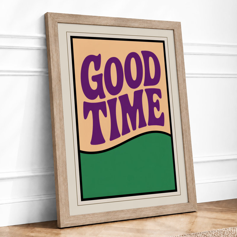 Good Time Retro - Framed Print, A3 - 42.0 x 29.7 cm, Oak