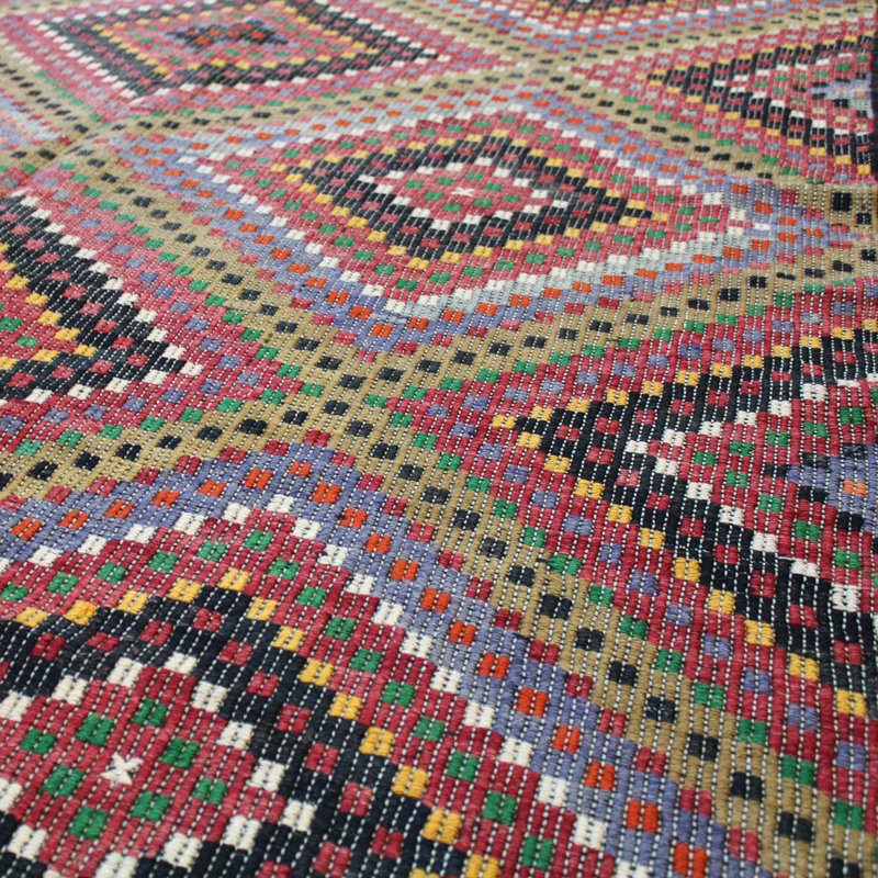 Tapis rouge en laine noué à la main de conception unique 6 pi 2 po x 12 pi années 2000 Jijim