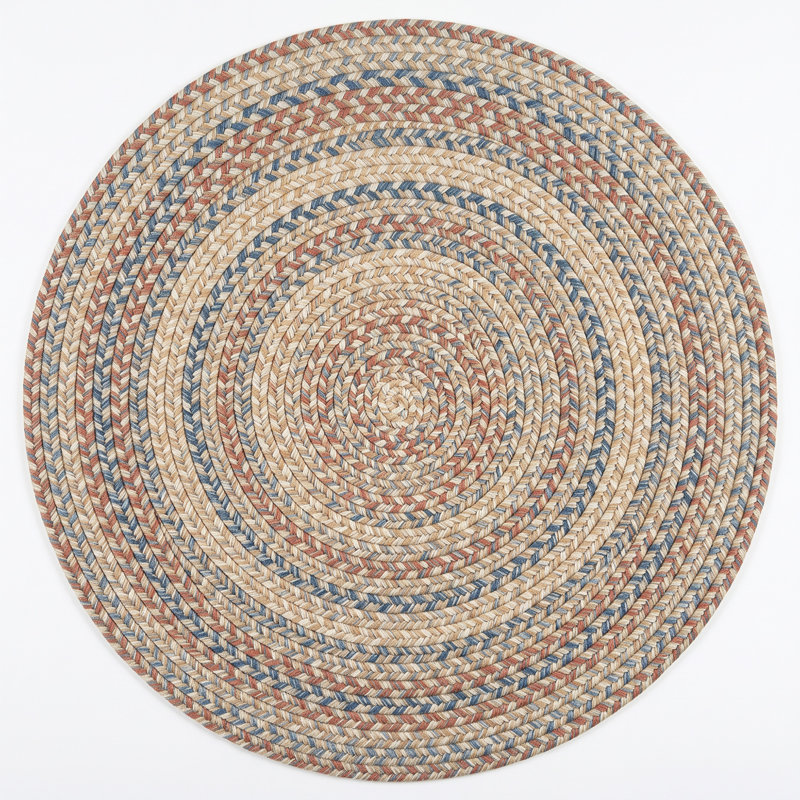 Tapis d'intérieur réversible tressé Maplewood, Bleu bébé multicolore, Rond 3 pi