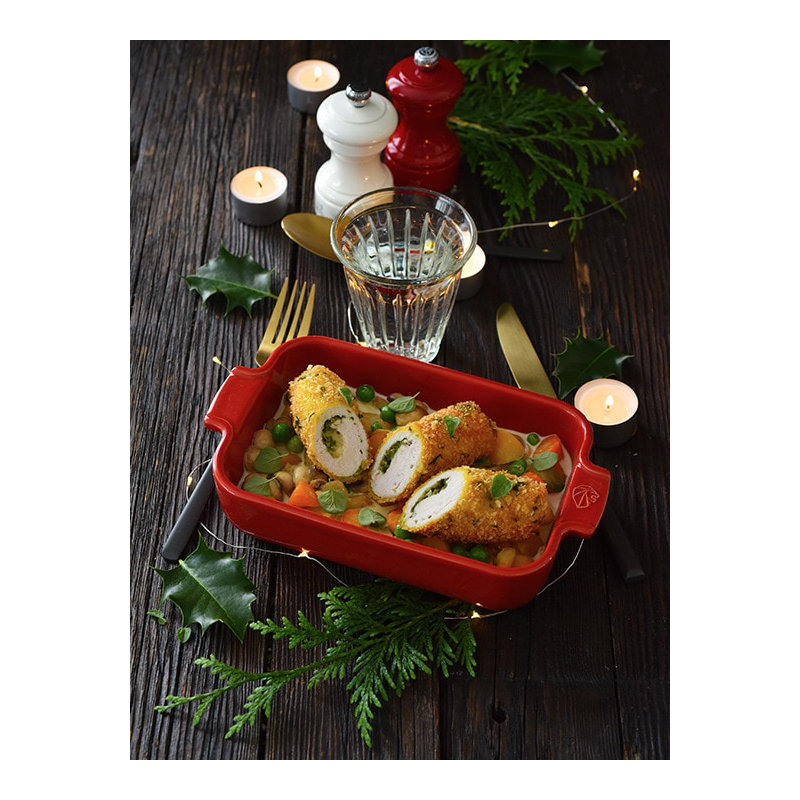 Appolia Rectangular Ceramic Casserole, Red, 1.75" H x 8.5" W x 4.75" D