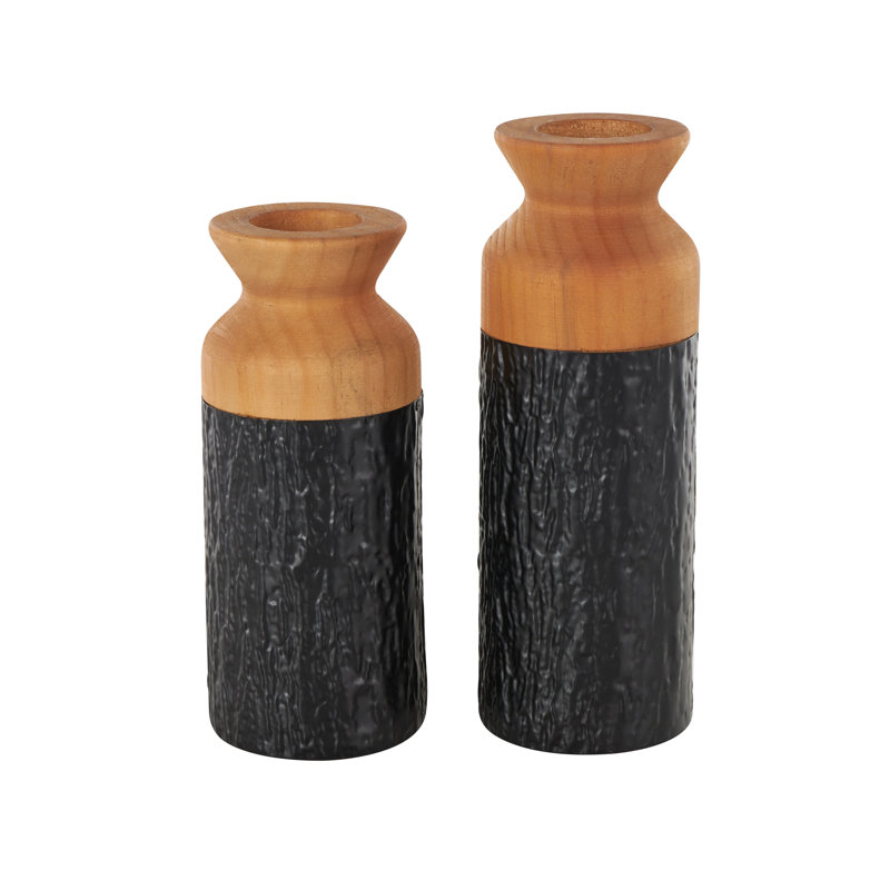 Vase décoratif à blocs de couleurs abstraits en métal Cole, H 11,15 po x l 4 po x P 4 po, Noir