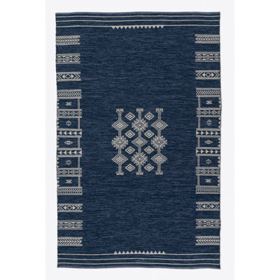 LEMIEUX ET CIE By Momeni Lulang Hand Woven Recycle P.E.T Navy Indoor Outdoor Rug -  LULANLUA-1NVY90C0