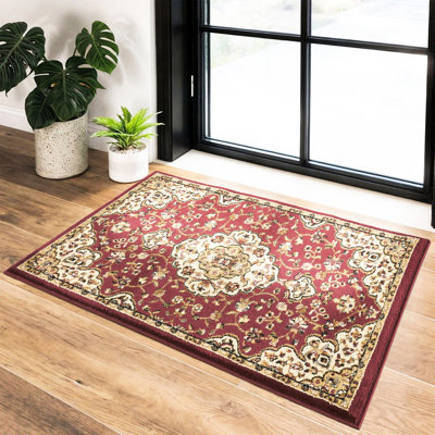 Red 2 Ft. X 3 Classic Area Rug With Sophisticated Medallion, Polypropylene Task, 24 In. Span Measure Aesthetic Union,