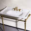 Lavabo mural en céramique avec pieds en acier inoxydable Corbin-827814087-827814086-812964497