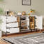 White Buffet Cabinet With 3 Drawers And Storage Doors, For Kitchen Use Living Room