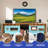 Catey LED Rectangular TV Stand with Tempered Glass Shelves and Power Outlet for TVs up to 60"